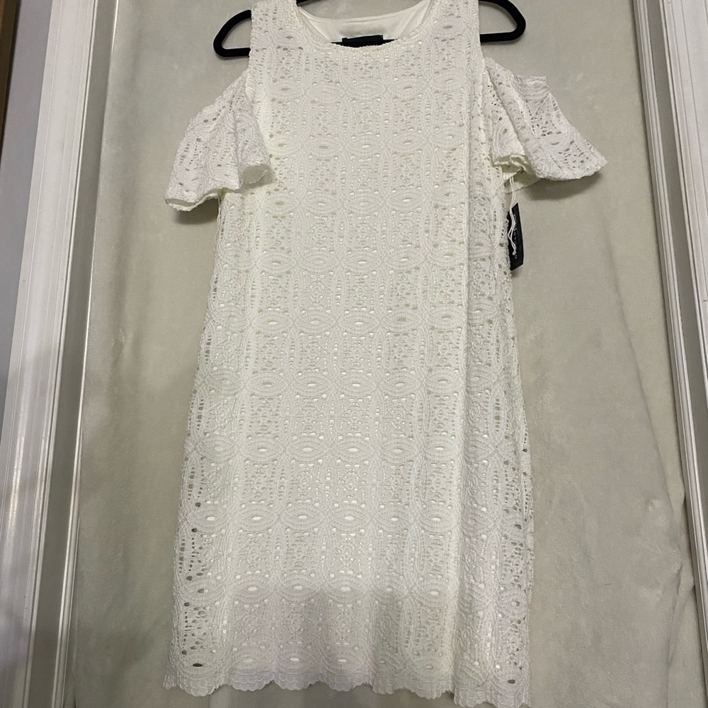 NWT White lace cold shoulder dress